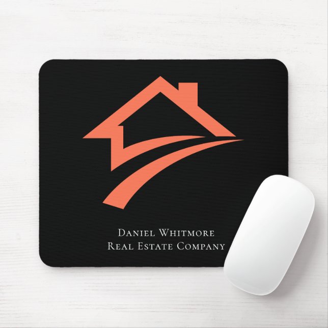 Stylish Unique Black Real Estate Agent Mouse Pad (With Mouse)