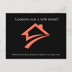 Stylish Unique Black Real Estate Agent Postcard