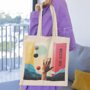 Stylish Unique Collage Photo l Modern Hello Hand  Tote Bag
