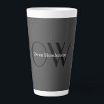 Stylish Unique Grey Black Monogram Latte Mug<br><div class="desc">You Can Easily Change the Fonts,  Background Image and Colour,  Letter Characters.</div>