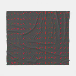 Stylish Unique Grey Red Love Wedding Fleece Blanket
