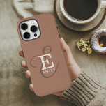 Stylish Unique Monogram Mocha Brown iPhone 16 Pro Max Case<br><div class="desc">An elegant stylish representation of your name and monogram accents this custom iPhone case with classic serifs and a more ornate script typography has a beautifully balanced symmetry. The three elements blend together stylishly to create your own personal branding logo. Shown here with a trendy mocha brown background (the colour...</div>