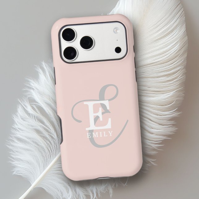 Stylish Unique Monogram Name Feminine Blush Pink (Personalize with your name and monogram initial)