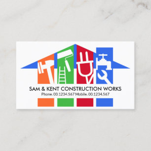 Stylish Vertical Handyman Tool Rooftop Business Card