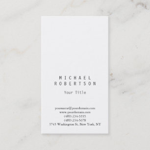 Stylish Vertical White Plain Simple Business Card