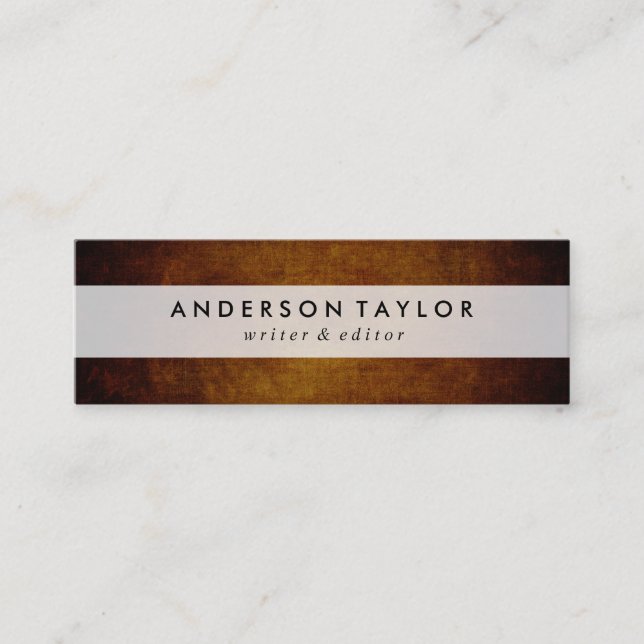 Stylish Vintage Brown Mini Business Card (Front)