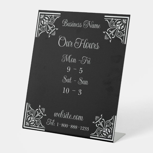 Stylish, Vintage Elegant Business Pedestal Sign (Front)