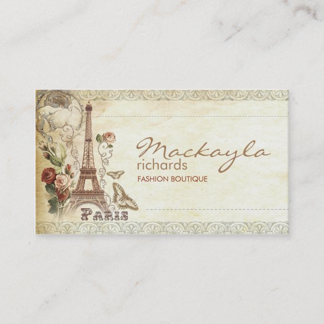 stylish vintage floral paris business card (Front)