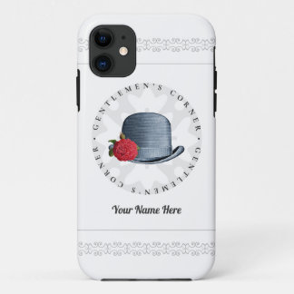 Stylish Vintage Hat Flower Gentlemen Add Your Name Case-Mate iPhone Case