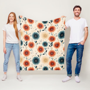 Stylish Vintage Inspired Floral Pattern Fleece Blanket