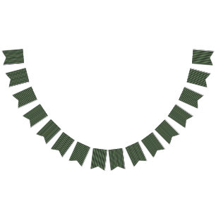 Stylish Vintage Olive Sage Green Black 3D Striped Bunting