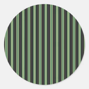 Stylish Vintage Olive Sage Green Black 3D Striped Classic Round Sticker