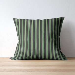 Stylish Vintage Olive Sage Green Black 3D Striped  Cushion