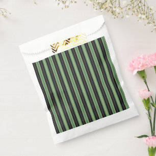 Stylish Vintage Olive Sage Green Black 3D Striped Favour Bags