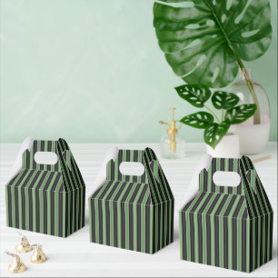 Stylish Vintage Olive Sage Green Black 3D Striped  Favour Box