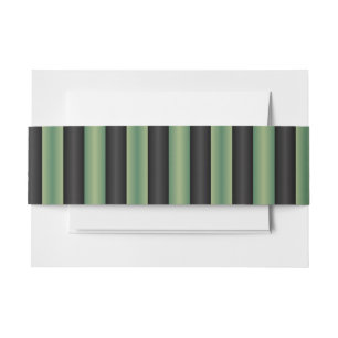 Stylish Vintage Olive Sage Green Black 3D Striped Invitation Belly Band