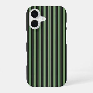 Stylish Vintage Olive Sage Green Black 3D Striped iPhone 16 Case