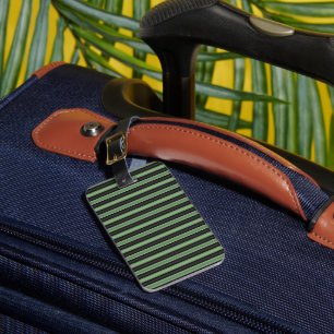 Stylish Vintage Olive Sage Green Black 3D Striped  Luggage Tag