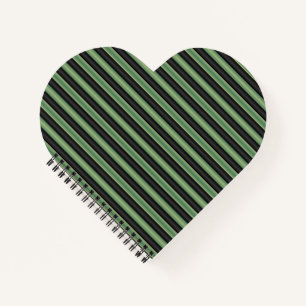 Stylish Vintage Olive Sage Green Black 3D Striped  Notebook