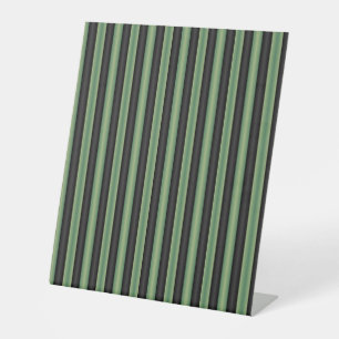 Stylish Vintage Olive Sage Green Black 3D Striped Pedestal Sign