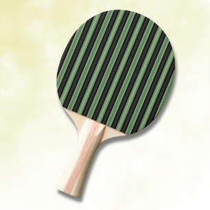 Stylish Vintage Olive Sage Green Black 3D Striped Ping Pong Paddle