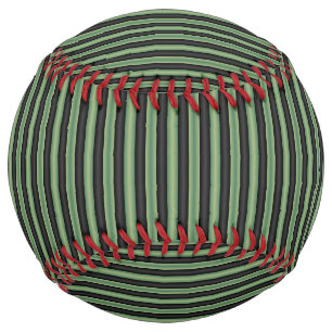 Stylish Vintage Olive Sage Green Black 3D Striped Softball