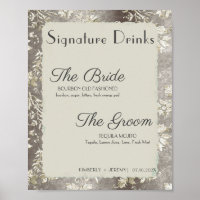 Stylish Vintage Pewter Wedding Signature Drinks