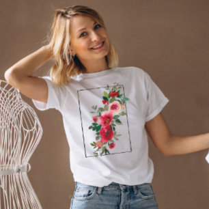 Stylish Vintage pink and red flowers T-Shirt