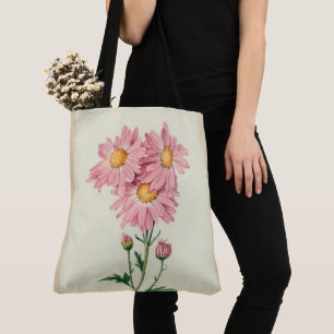 Stylish-Vintage_PINK DAISES--Botanical-Art_M-L Tote Bag