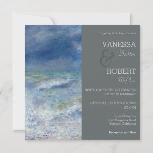 Stylish Vintage Renoir Seaside Wedding Invitation