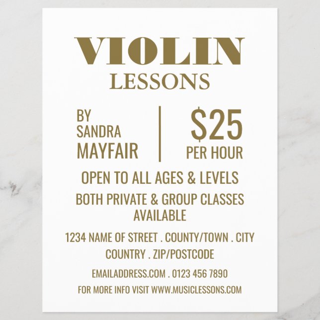 Stylish Violin Lessons Advertising Flyer (Front)
