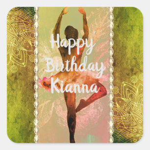 Stylish Watercolor Ballerina   Square Sticker