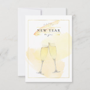 Stylish Watercolor Champagne Glasses New Year Post