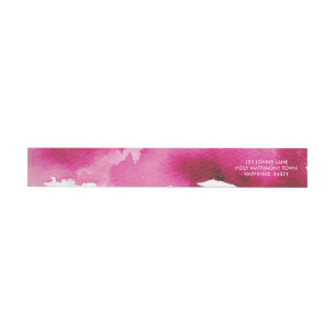 STYLISH WATERCOLOR chic bright pink address Wrap Around Label