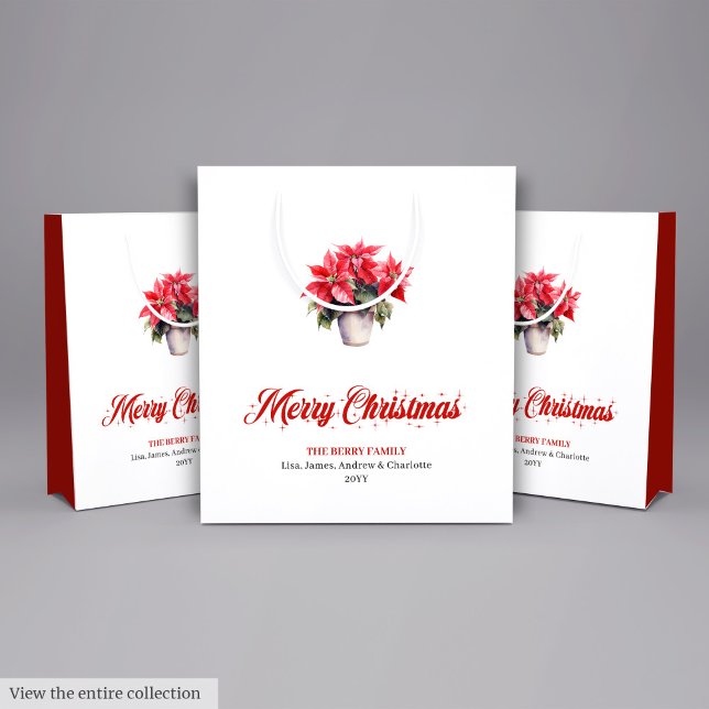 Stylish Watercolor Christmas Flower Holiday Bags (Stylish Watercolor Christmas Flower Holiday Bag)