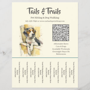 Stylish Watercolor Dog Walker Tear Sheet