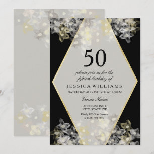 Stylish Watercolor Floral 50th Birthday Invitation
