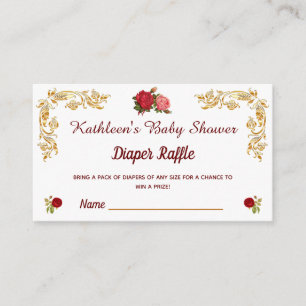 Stylish Watercolor Floral Diaper Raffle Tickets En Enclosure Card