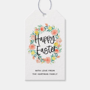 Stylish Watercolor Floral Happy Easter Gift Tags