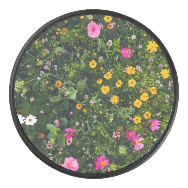Stylish Watercolor Floral Pattern Hockey Puck (Front)