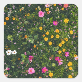 Stylish Watercolor Floral Pattern Square Sticker