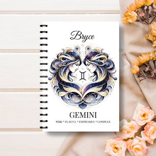 Stylish Watercolor Gemini Custom Journal