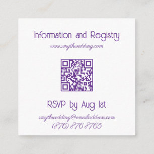 Stylish Watercolor Iris Purple Acrylic Wedding Enclosure Card