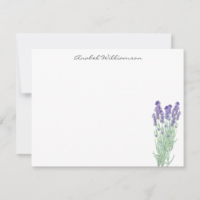 Stylish Watercolor Lavender Botanical Personalised Card (Front)