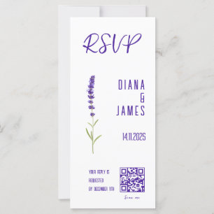 Stylish Watercolor Lavender QR code Wedding RSVP