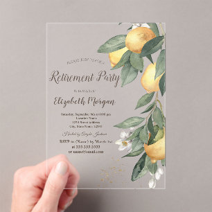 Stylish Watercolor Lemons  Acrylic Invitations
