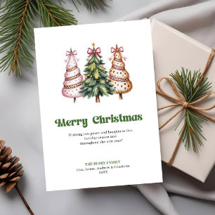 Stylish Watercolor Leopard Christmas Tree Greeting Holiday Card