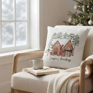 Stylish Watercolor Nordic Farmhouse Christmas Tree Cushion