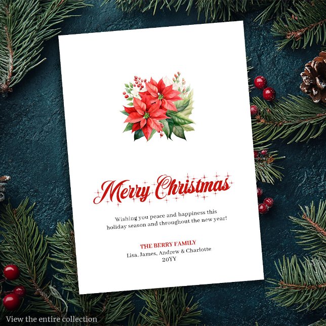 Stylish Watercolor Red Poinsettia Greeting Card (Stylish Watercolor Red Poinsettia Greeting Card

)