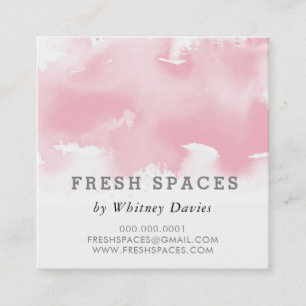 STYLISH WATERCOLOR splash chic blush pink grey Square Business Card